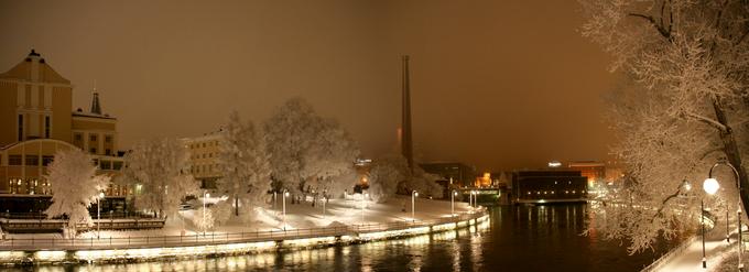 Verschneites Tampere beim Tammerkoski 2010-01-10